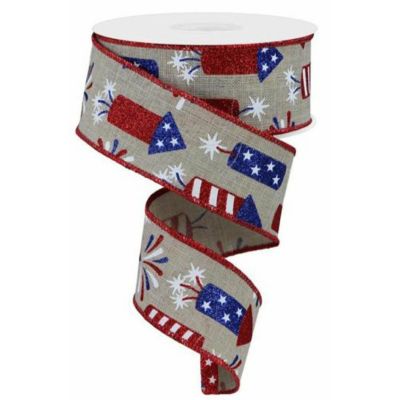 1.5" Firecrackers Ribbon: Natural (10 Yards) Image 1