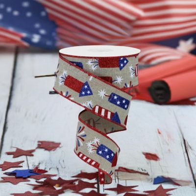 1.5" Firecrackers Ribbon: Natural (10 Yards) Image 1