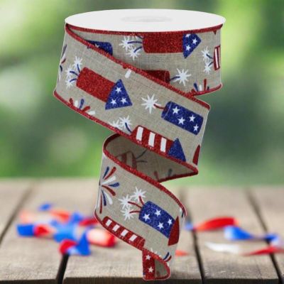 1.5" Firecrackers Ribbon: Natural (10 Yards) Image 2