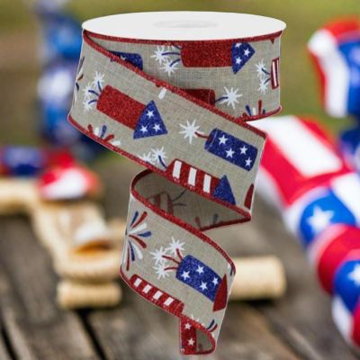 1.5" Firecrackers Ribbon: Natural (10 Yards) Image 3
