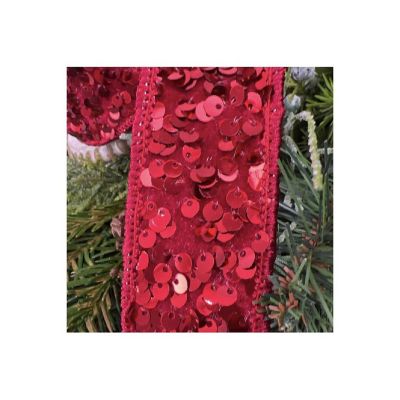 1.5" Metallic Sequin Ribbon: Red (10 Yards) Image 1