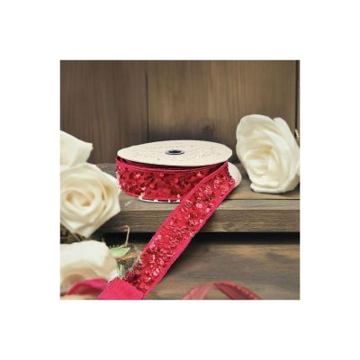 1.5" Metallic Sequin Ribbon: Red (10 Yards) Image 2