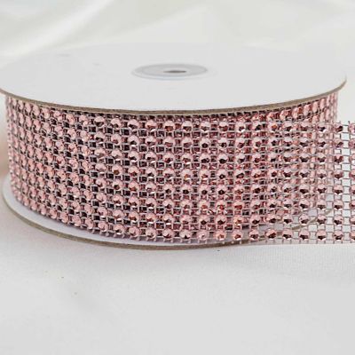 1.5" x 10 Yards Blush Diamond Mesh Ribbon Image 1