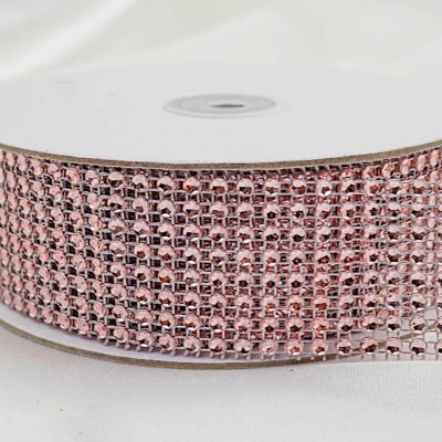1.5" x 10 Yards Blush Diamond Mesh Ribbon Image 1