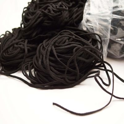 1/8" Black Rounded Knit Elastic Cord Image 1