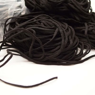1/8" Black Rounded Knit Elastic Cord Image 1