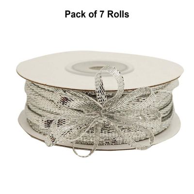 1/8"x50 yards Metallic Silver Organza Pull Bows Ribbon Image 1