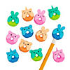 1" Donut Animal Rubber Eraser Pencil Toppers - 24 Pc. Image 1