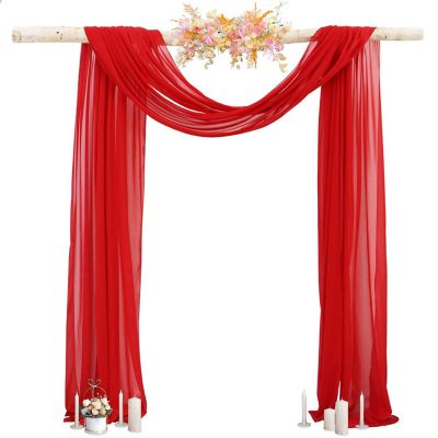 1 Panel 20FT Red Sheer Chiffon Drape for Wedding Arch, Backdrop, Party, and Ceiling Decorations Image 1