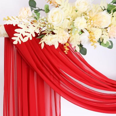 1 Panel 20FT Red Sheer Chiffon Drape for Wedding Arch, Backdrop, Party, and Ceiling Decorations Image 1