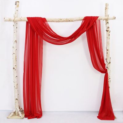 1 Panel 20FT Red Sheer Chiffon Drape for Wedding Arch, Backdrop, Party, and Ceiling Decorations Image 2