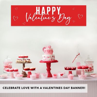 1 PC Red White Happy Valentines Banner Image 1