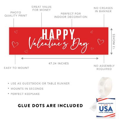 1 PC Red White Happy Valentines Banner Image 2