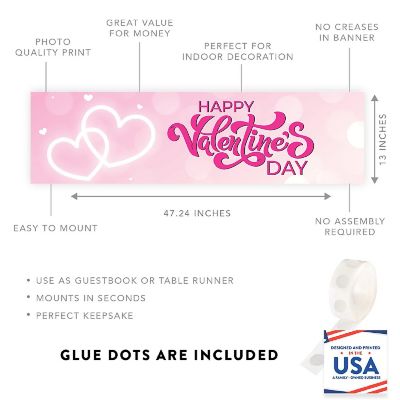 1 PC Valentines Day Banner Neon Hearts Image 2