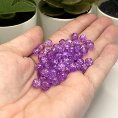 1 Strand 6mm Purple Crackle Beads Image 1