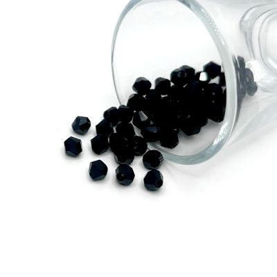 1 Strand 6x6mm Black Bicone Beads Image 1
