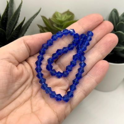 1 Strand 6x6mm Blue Bicone Beads Image 2