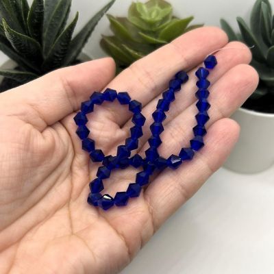 1 Strand 6x6mm Blue Bicone Beads Image 1