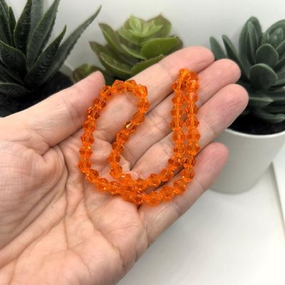1 Strand 6x6mm Orange Bicone Beads Image 2