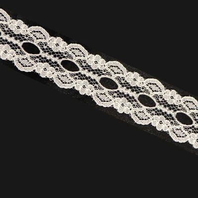 1" x 400 Yards Ivory Flat Lace Trim Roll Image 2