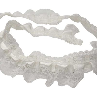 1" x 50 Yards All Ivory Ruffled Lace Trim Image 1