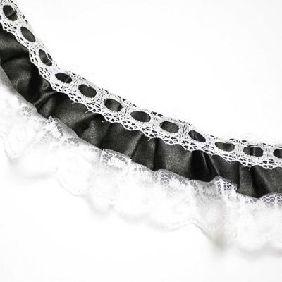 1" x 50 Yards Black Ruffled Lace Trim Image 1