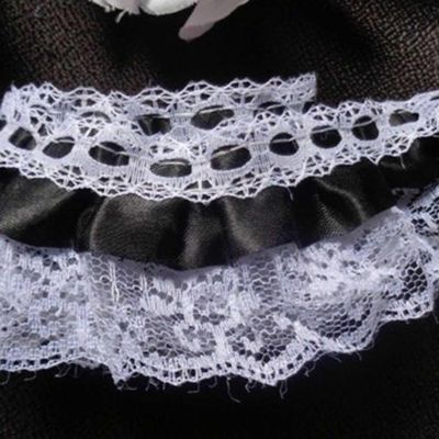 1" x 50 Yards Black Ruffled Lace Trim Image 2