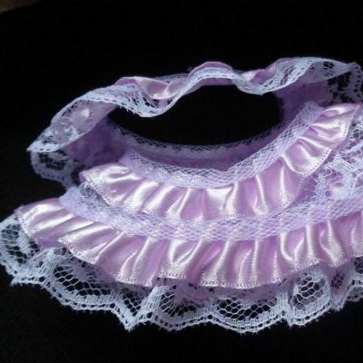 1" x 50 Yards Lavender Ruffled Lace Trim Image 1