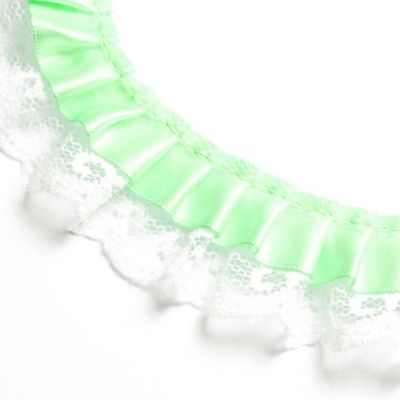 1" x 50 Yards Mint Ruffled Lace Trim Image 2