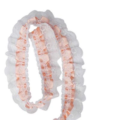 1" x 50 Yards Peach Ruffled Lace Trim Image 2
