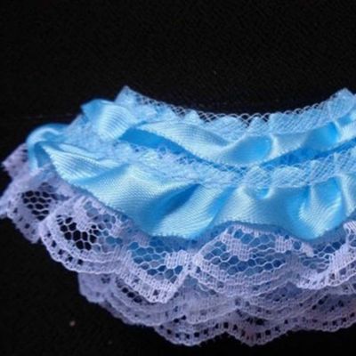1" x 50 Yards Turquoise Ruffled Lace Trim Image 1