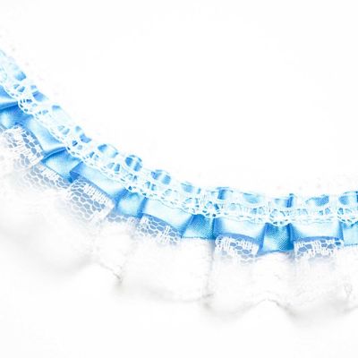 1" x 50 Yards Turquoise Ruffled Lace Trim Image 2