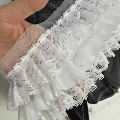 1" x 50 Yards White Ruffled Lace Trim Image 1