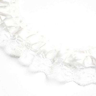 1" x 50 Yards White Ruffled Lace Trim Image 3