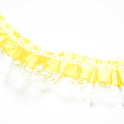 1" x 50 Yards Yellow Ruffled Lace Trim Image 2