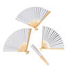 10 1/4" Bulk 48 Pc. DIY Paper Hand Fans with Wood Handles - 48 Pc. Image 1