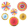 10" - 14" Happy Day Party Hanging Paper Fans - 6 Pc. Image 1