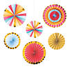 10&quot; - 14&quot; Happy Day Party Hanging Paper Fans - 6 Pc. Image 1
