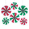 10" - 14" Peppermint Hanging Paper Fans - 6 Pc. Image 1