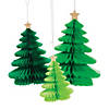 10" - 18" Christmas Tree Hanging Tissue Paper Decorations - 3 Pc. Image 1
