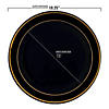 10.25" Black with Gold Edge Rim Plastic Dinner Plates (50 Plates) Image 2