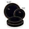 10.25" Black with Gold Edge Rim Plastic Dinner Plates (50 Plates) Image 3