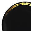 10.25" Black with Gold Moonlight Round Disposable Plastic Dinner Plates (40 Plates) Image 1