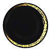 10.25" Black with Gold Moonlight Round Disposable Plastic Dinner Plates (40 Plates) Image 1