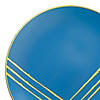 10.25" Blue with Gold Brushstroke Round Disposable Plastic Dinner Plates (40 Plates) Image 1