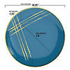 10.25" Blue with Gold Brushstroke Round Disposable Plastic Dinner Plates (40 Plates) Image 2