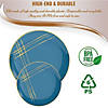 10.25" Blue with Gold Brushstroke Round Disposable Plastic Dinner Plates (40 Plates) Image 3