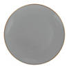10.25" Gray with Gold Organic Round Disposable Plastic Dinner Plates (40 Plates) Image 1