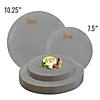 10.25" Gray with Gold Organic Round Disposable Plastic Dinner Plates (40 Plates) Image 3