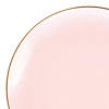 10.25" Pink with Gold Organic Round Disposable Plastic Dinner Plates (40 Plates) Image 1